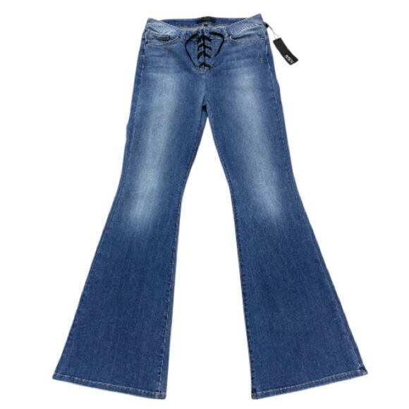 Genetic Los Angeles Vintage Jagger Flare Jeans 32x34 Stretch Lace-Up NWT - Picture 1 of 16